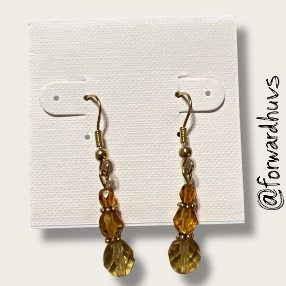 Bundle Sale 3 for $15 | Hand Crafted Gold Tone Beaded Dangle Earrings - Picture 3 of 5